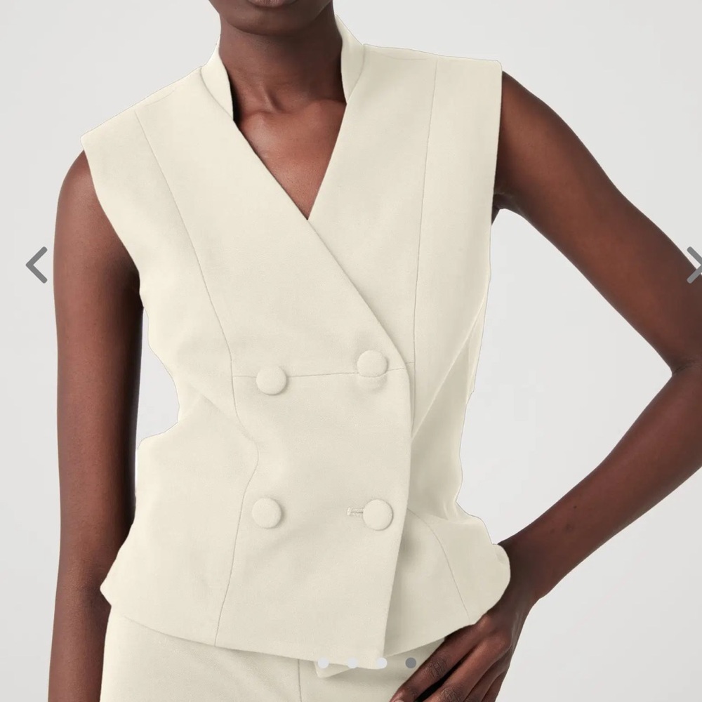 Atoir x Lara Worthington Boxy Crop Double Breasted Open Crossover Back Vest Top